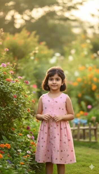 “Sleeveless Muslin Baby Frock – Ultra Soft Double Layer Top | Lightweight & Breathable Dress”