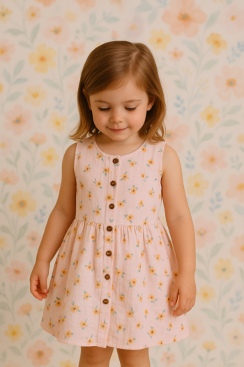 “Sleeveless Muslin Baby Frock – Ultra Soft Double Layer Top | Lightweight & Breathable Dress”