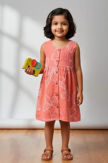 “Sleeveless Muslin Baby Frock – Ultra Soft Double Layer Top | Lightweight & Breathable Dress”