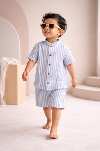 Little Apple Premium Yarn-Dyed Muslin Coord Set (3–24M) | Luxury Breathable Cotton Baby Outfit