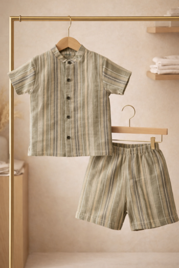 Little Apple Premium Yarn-Dyed Muslin Coord Set (3–24M) | Luxury Breathable Cotton Baby Outfit