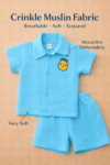 Premium  Muslin Cotton Baby Boy Coord Set – Soft Crinkle Shirt & Elastic Shorts | Summer Breathable Outfit