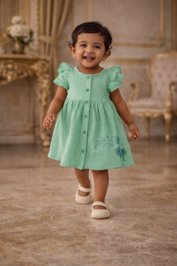 Premium  Muslin Cotton Baby girl  – Soft Crinkle frock | Summer Breathable Outfit