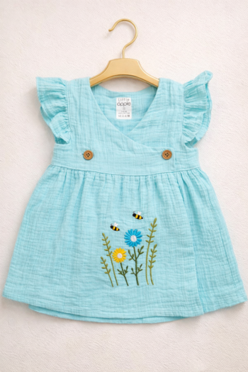 Premium  Muslin Cotton Baby girl  – Soft Crinkle frock | Summer Breathable Outfit