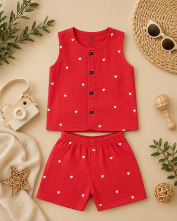Little Apple Boys Double layered lining Pure Cotton organic Muslin Co-ord Set –  Jabla & Shorts