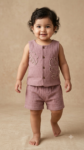Little Apple Boys Double layered lining rope work Pure Cotton organic Muslin Co-ord Set –  Jabla & Shorts